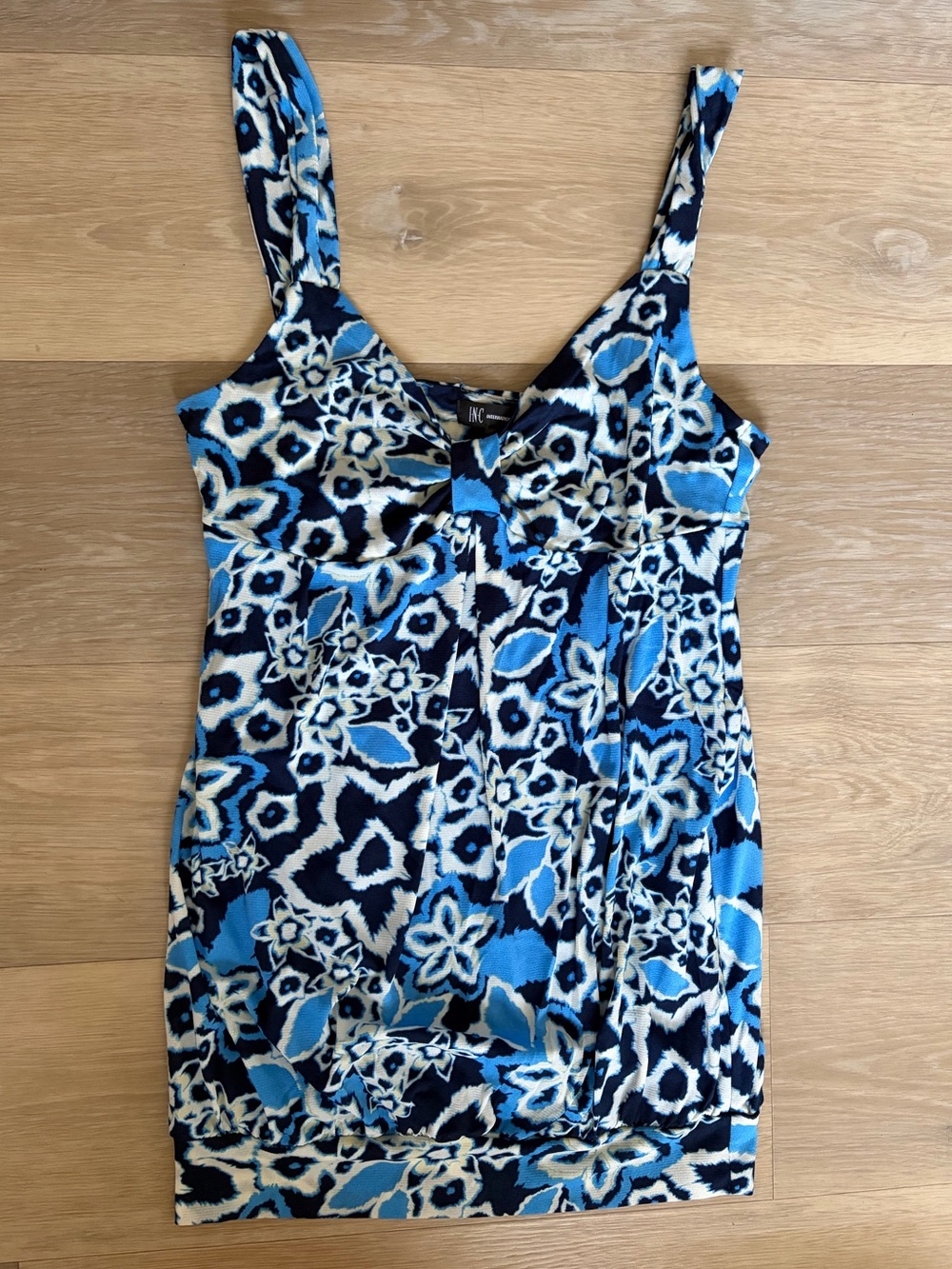 INC International Concepts Y2K Blue Floral Blouson Tank Top M